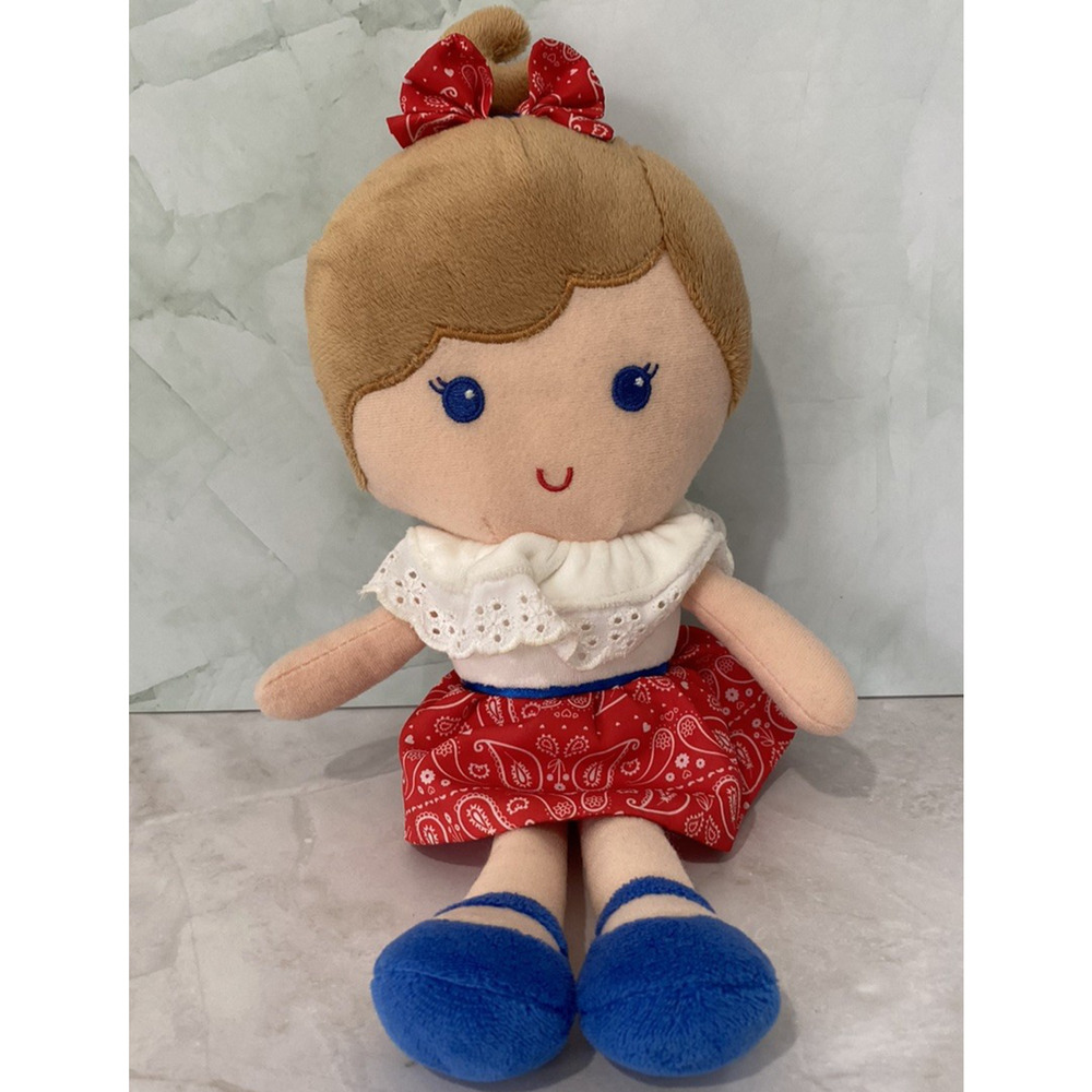 Baby Starters Girl Plush Doll Red Bandana Skirt Cowgirl Lovey Security Dolly Toy